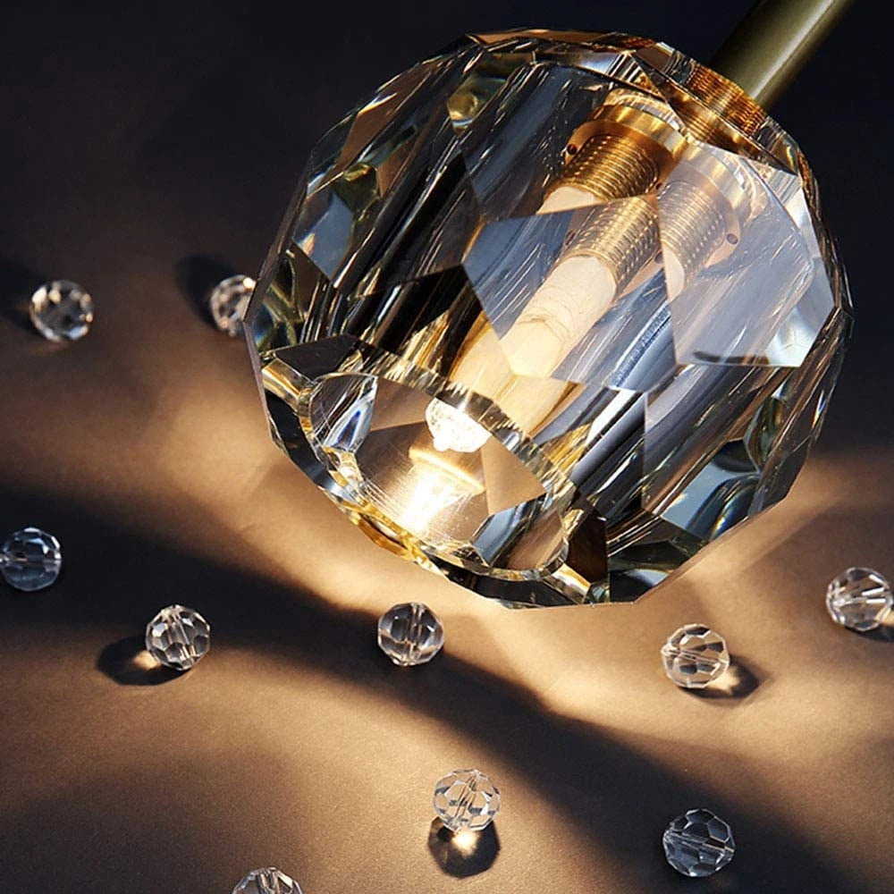 Brass Wall Sconce With Crystal Globe-Detail