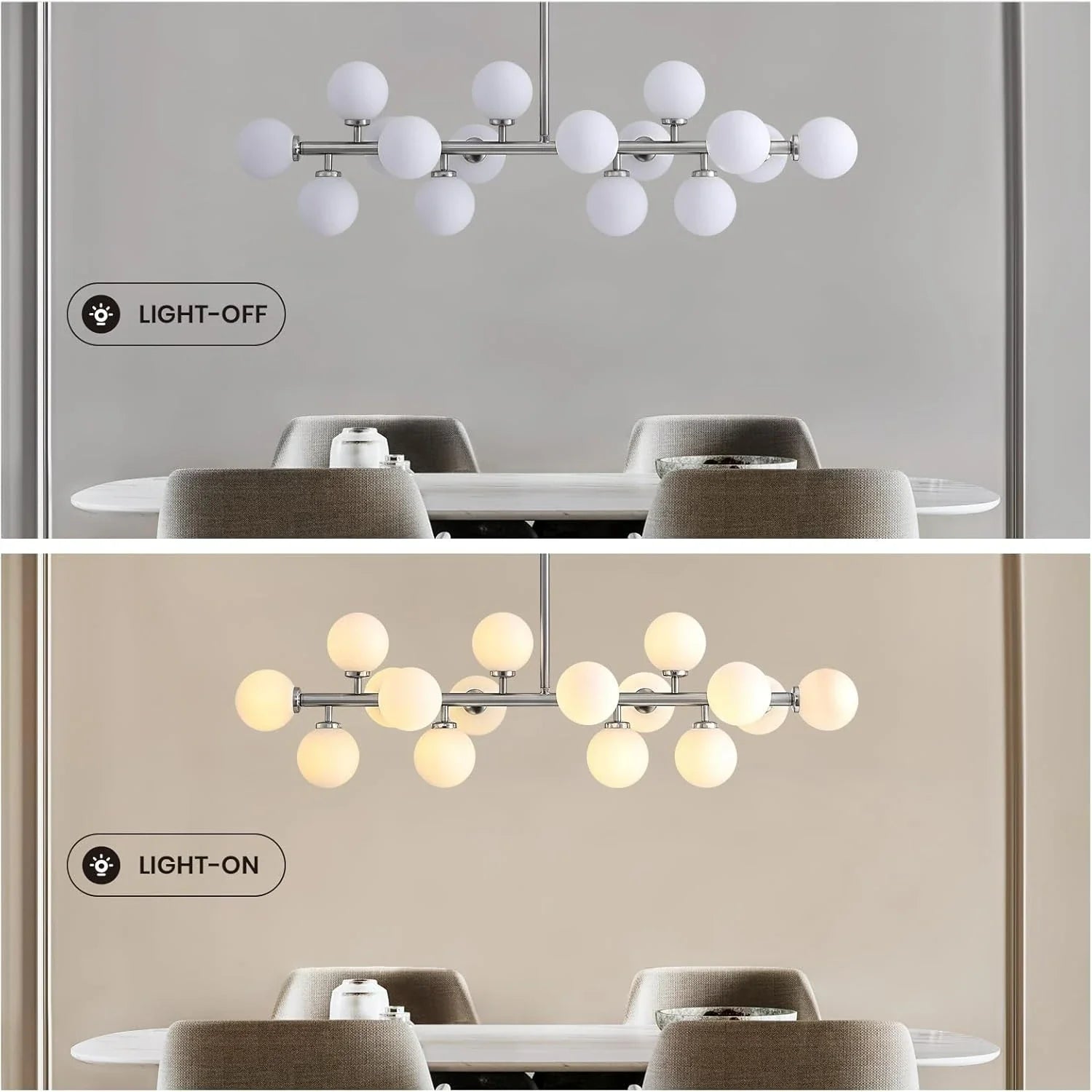 Brushed Nickel Glass Globe Sputnik Chandelier-Feyran