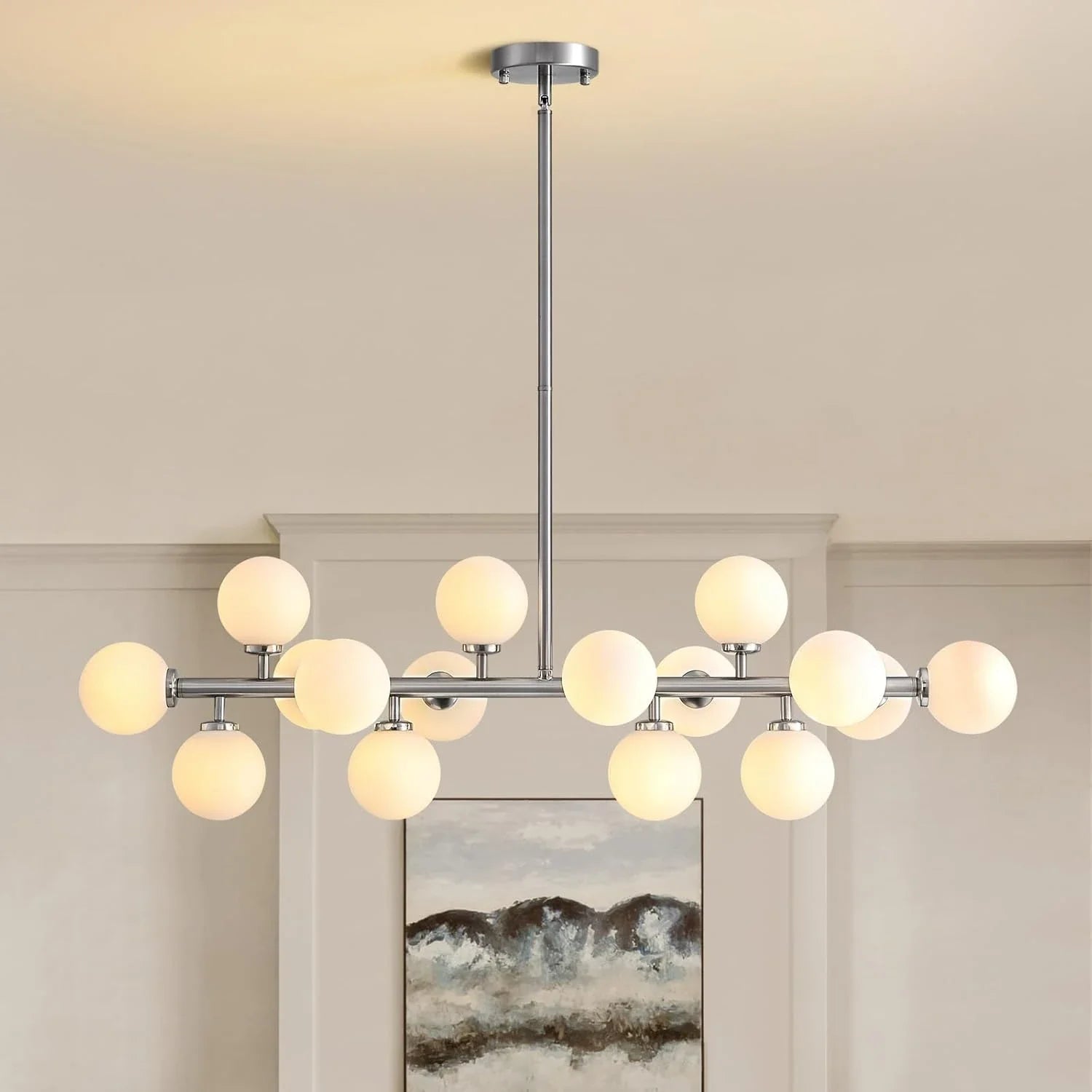 Brushed Nickel Glass Globe Sputnik Chandelier-Feyran