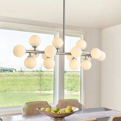 Brushed Nickel Glass Globe Sputnik Chandelier-Feyran