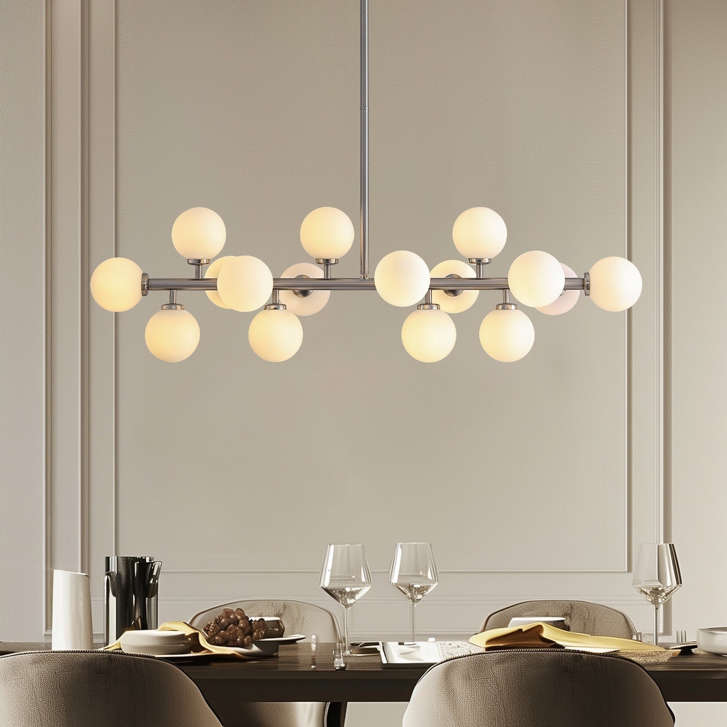 Brushed Nickel Glass Globe Sputnik Chandelier ch360 20250704 Feyran