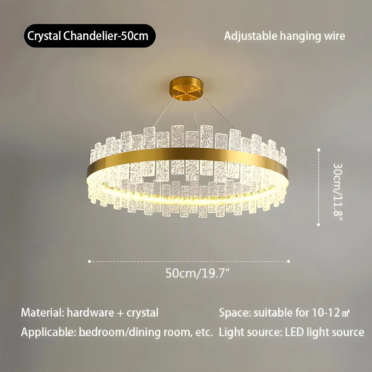 Feyran Modern Frosted Glass Crystal Chandelier