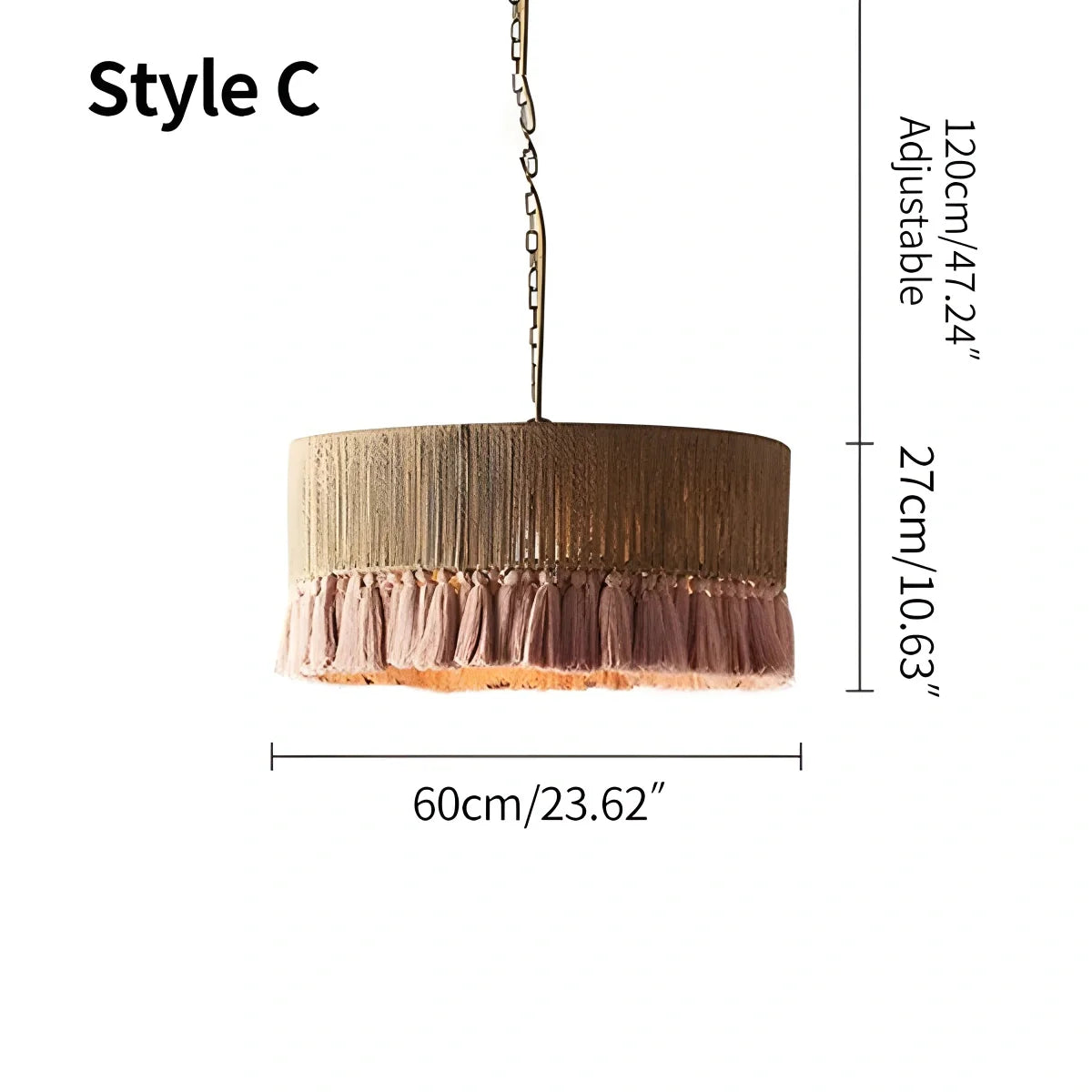 Feyran Boho Vintage Twine Fringe Pendant Light