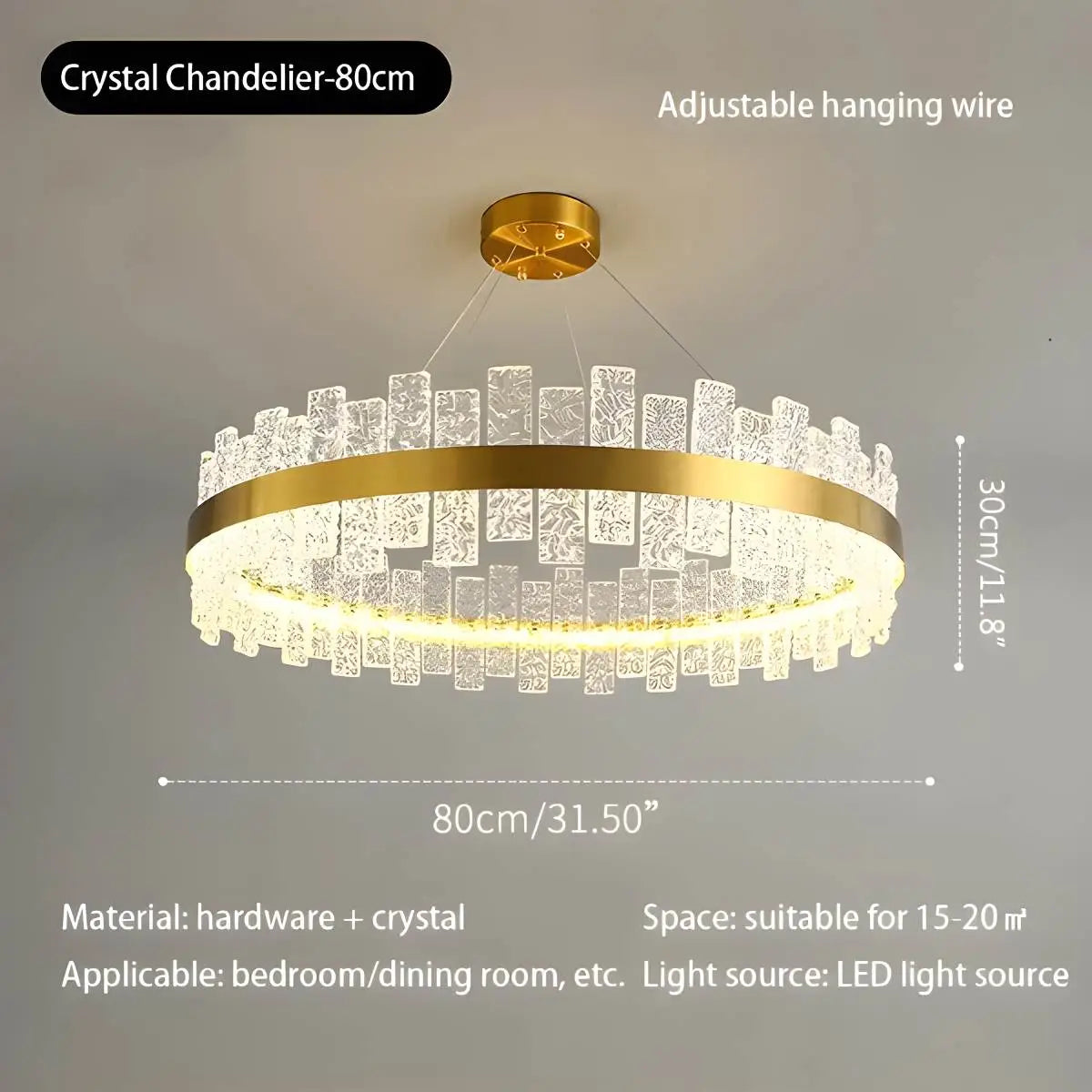 Feyran Modern Frosted Glass Crystal Chandelier
