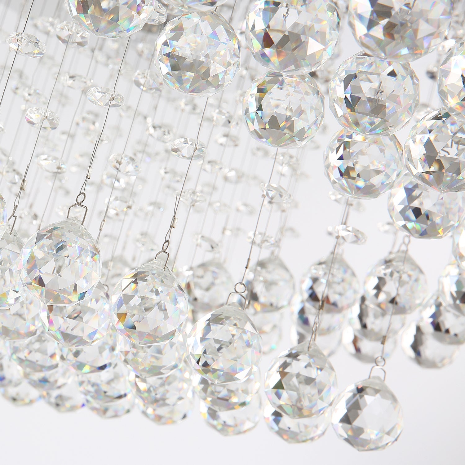 Rectangular Multi layer Cloud Design Crystal Chandelier - Crystal Detail | Feyran