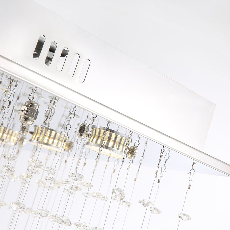 Rectangular Multi layer Cloud Design Crystal Chandelier - Canopy Detail | Feyran