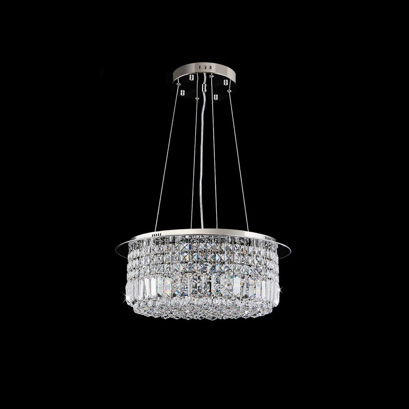 Modern Round Drum Crystal Chandelier - Black Background | Feyran