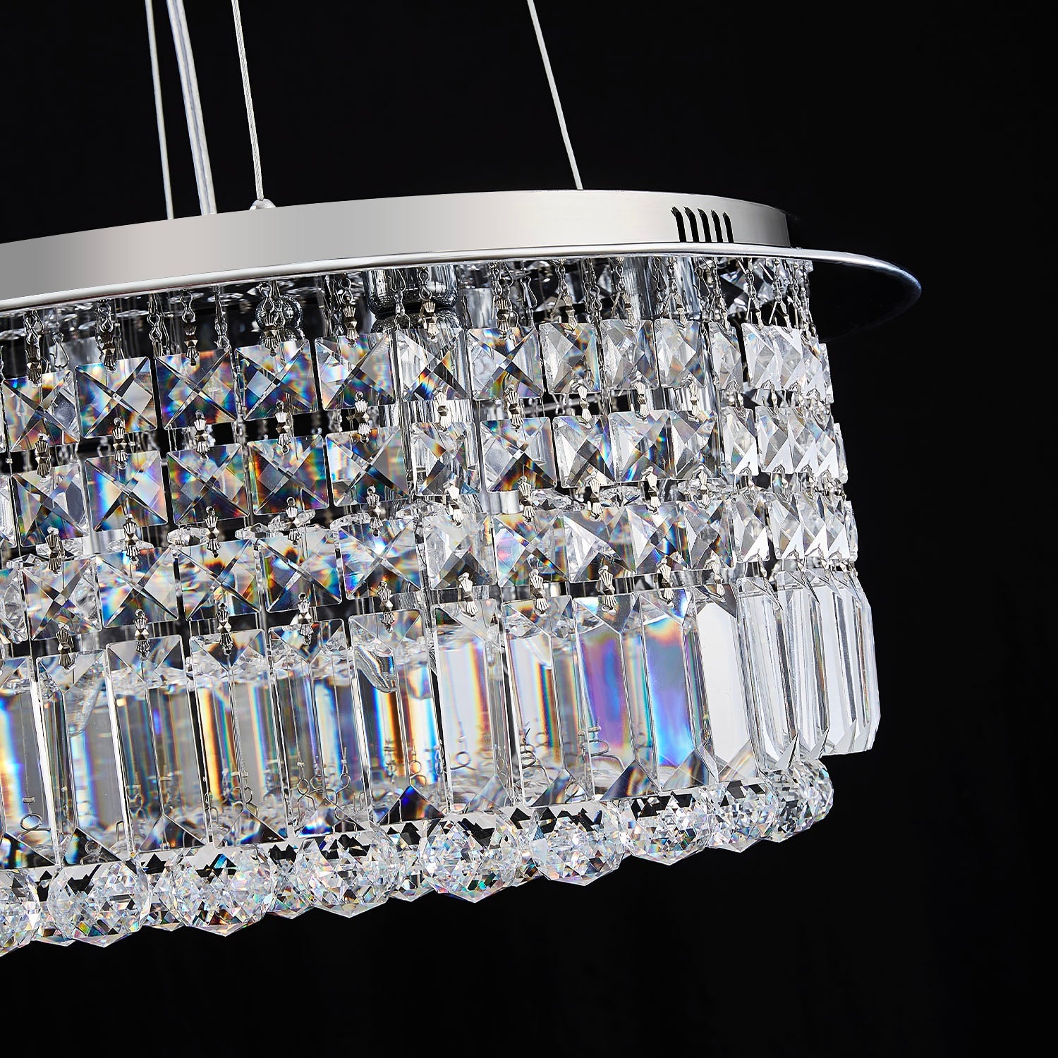 Modern Round Drum Crystal Chandelier - Crystal Detail | Feyran