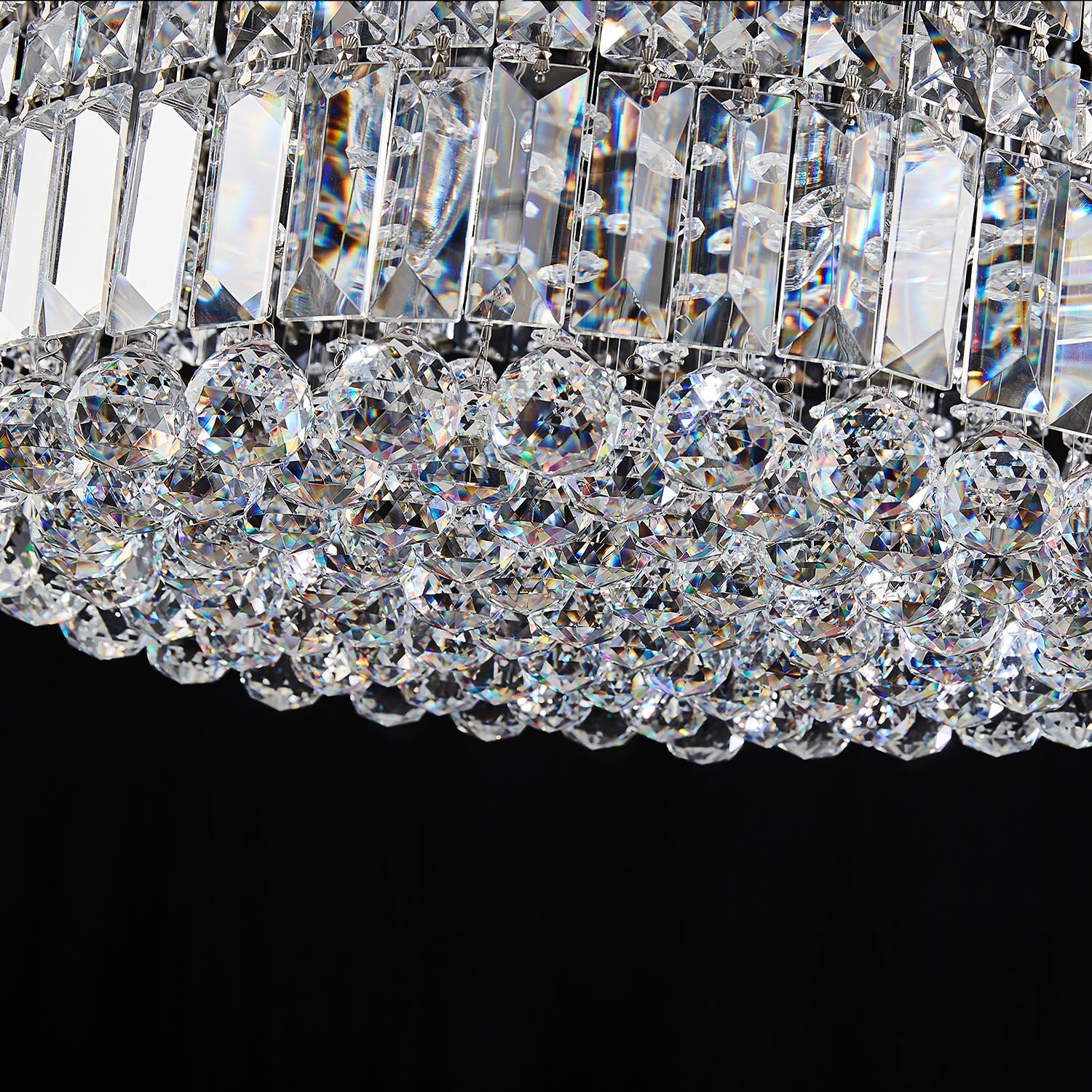 Modern Round Drum Crystal Chandelier - Crystal Detail | Feyran
