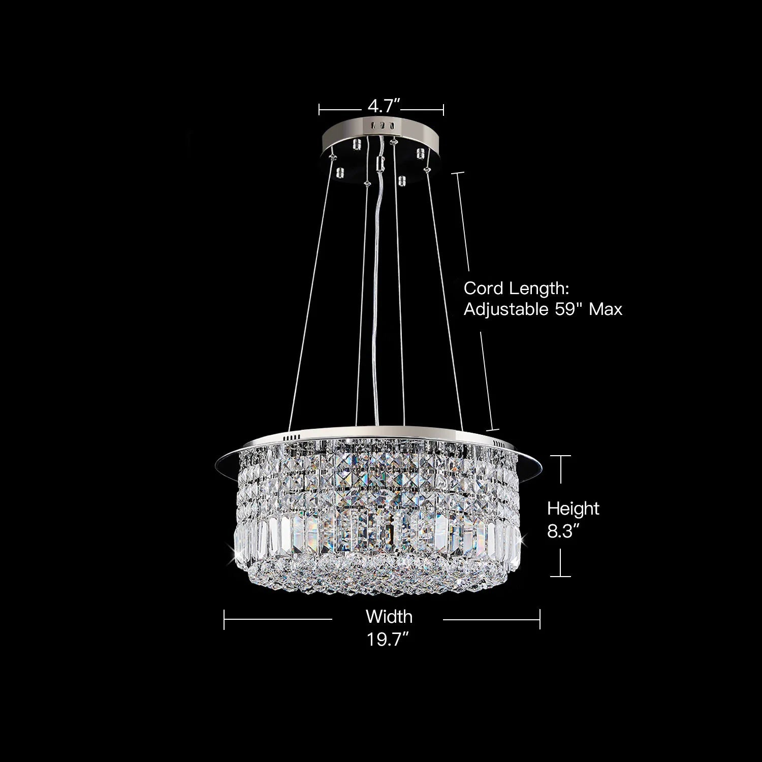 Modern Round Drum Crystal Chandelier - Dimension | Feyran