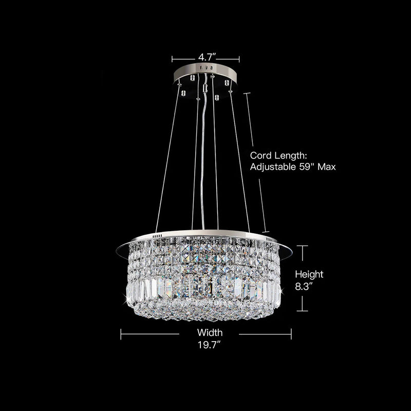 Modern Round Drum Crystal Chandelier - Dimension | Feyran