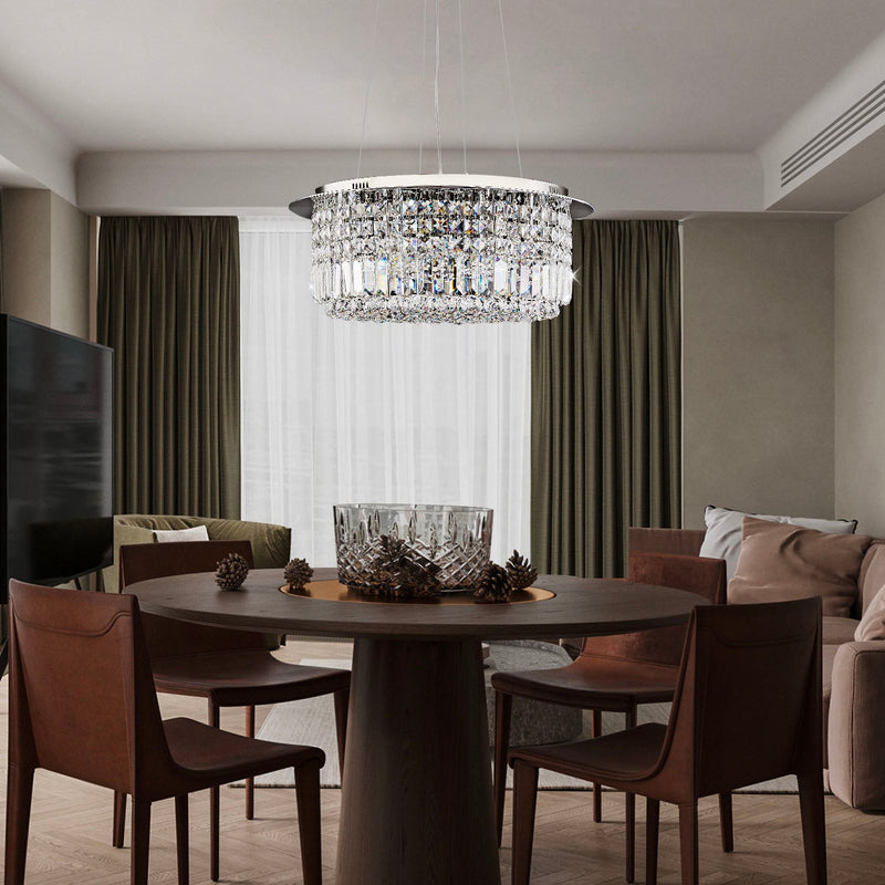 Modern Round Drum Crystal Chandelier - Dining Room | Feyran