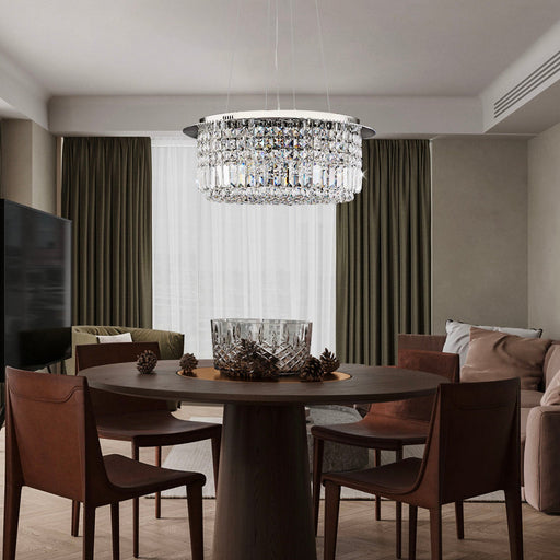 Modern Round Drum Crystal Chandelier - Dining Room | Feyran
