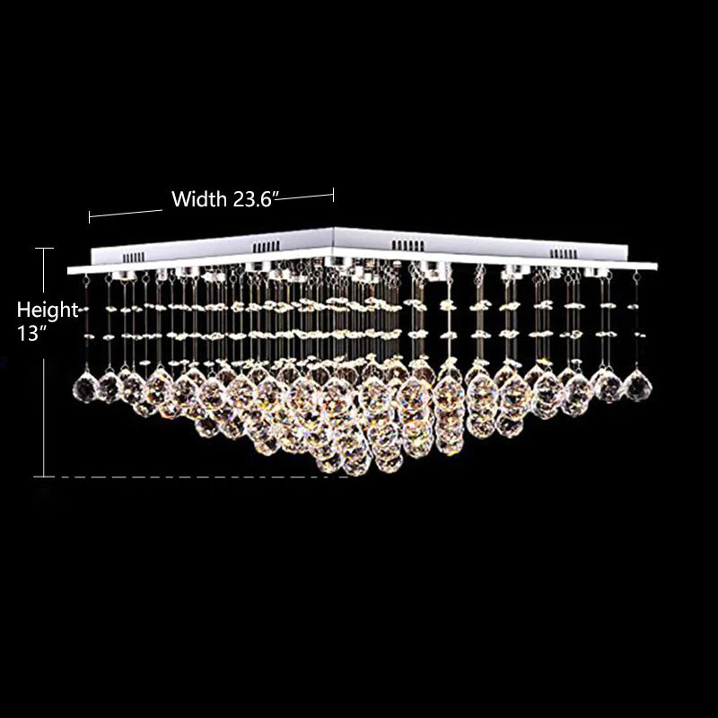Square Low Ceiling Raindrop Crystal Chandelier---size| Feyran