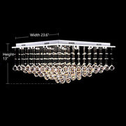 Square Low Ceiling Raindrop Crystal Chandelier---size| Feyran