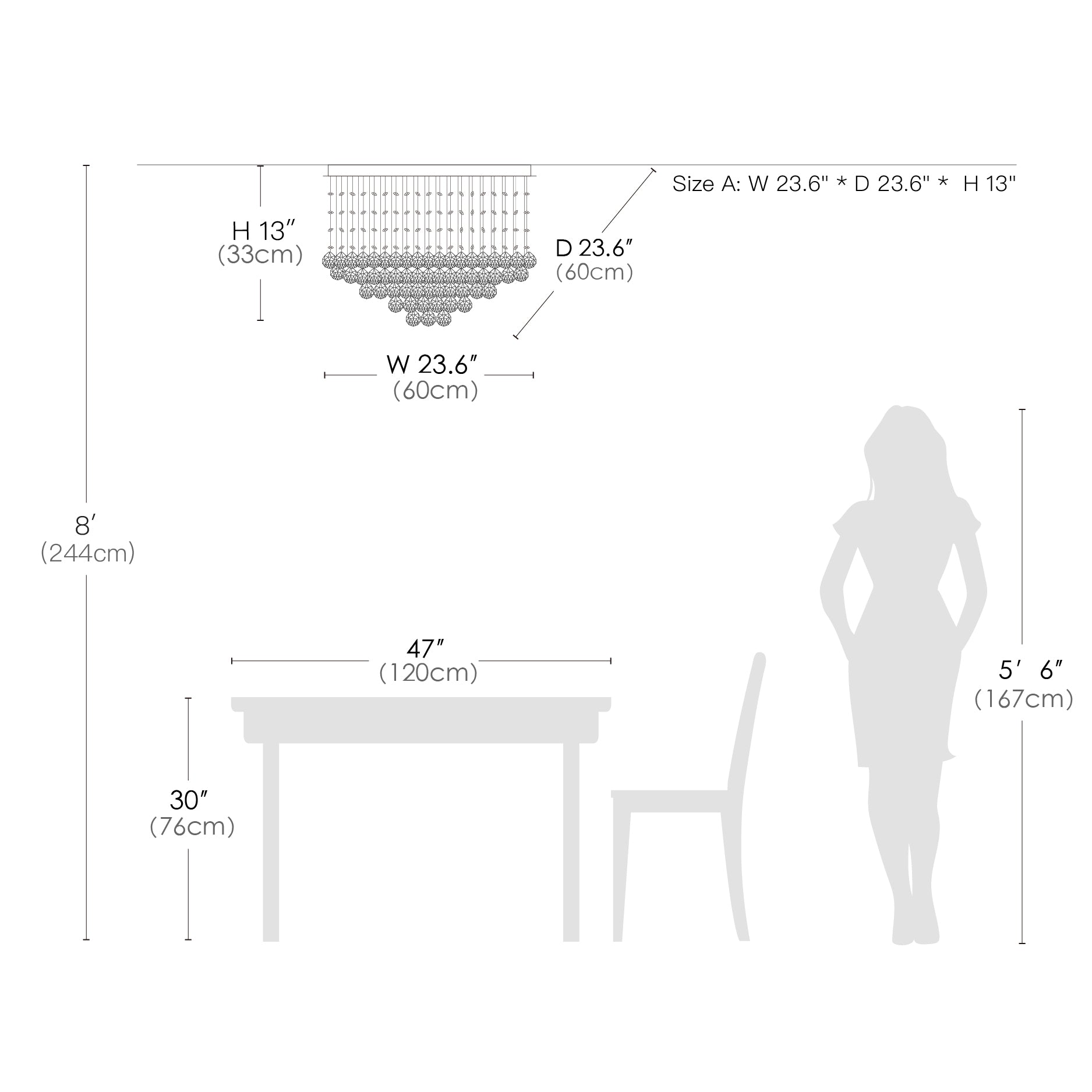 Square Low Ceiling Raindrop Crystal Chandelier---size room| Feyran