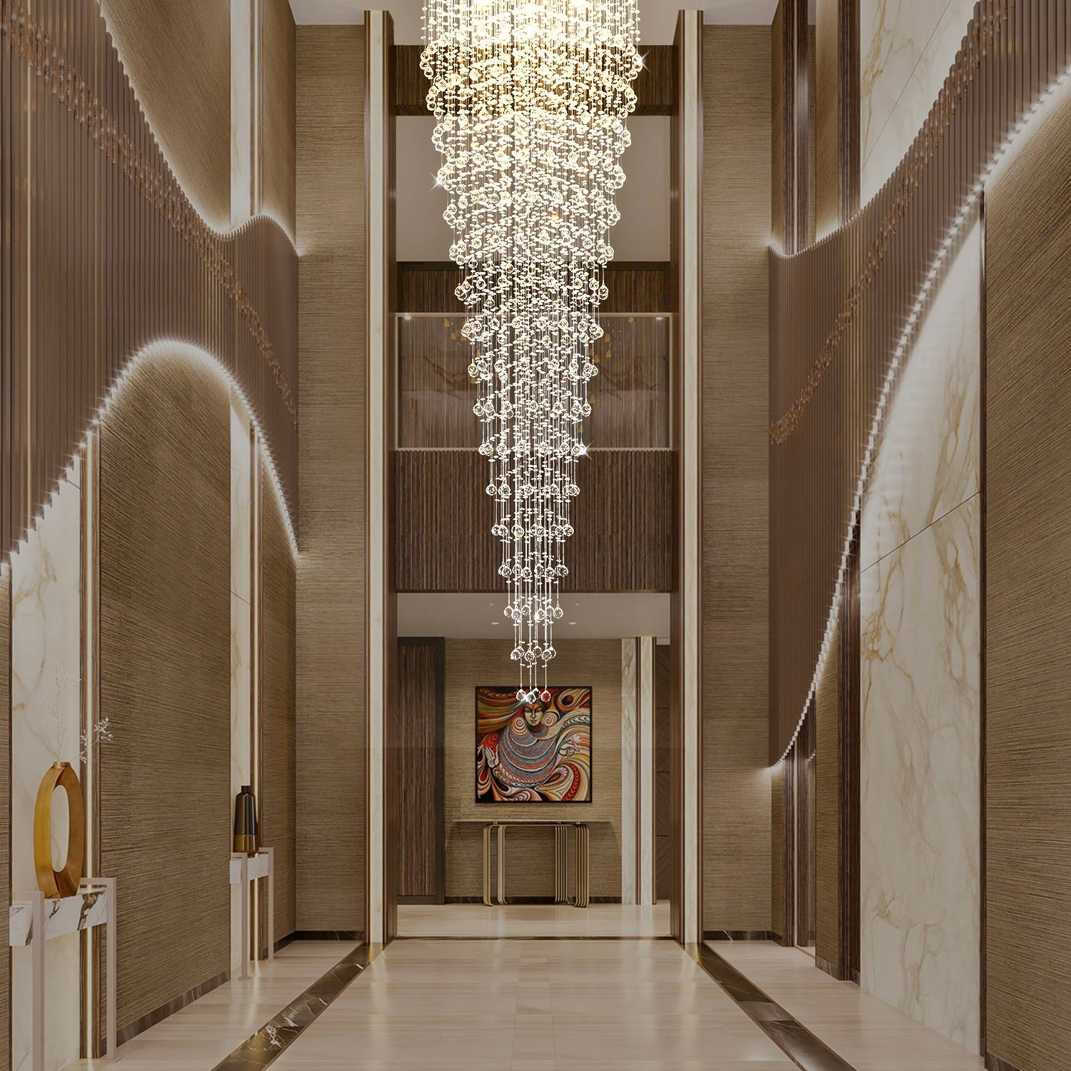 Round Raindrop Crystal Chandelier - Ceiling Light | Feyran