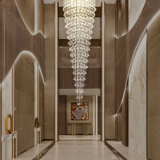 Round Raindrop Crystal Chandelier - Ceiling Light | Feyran