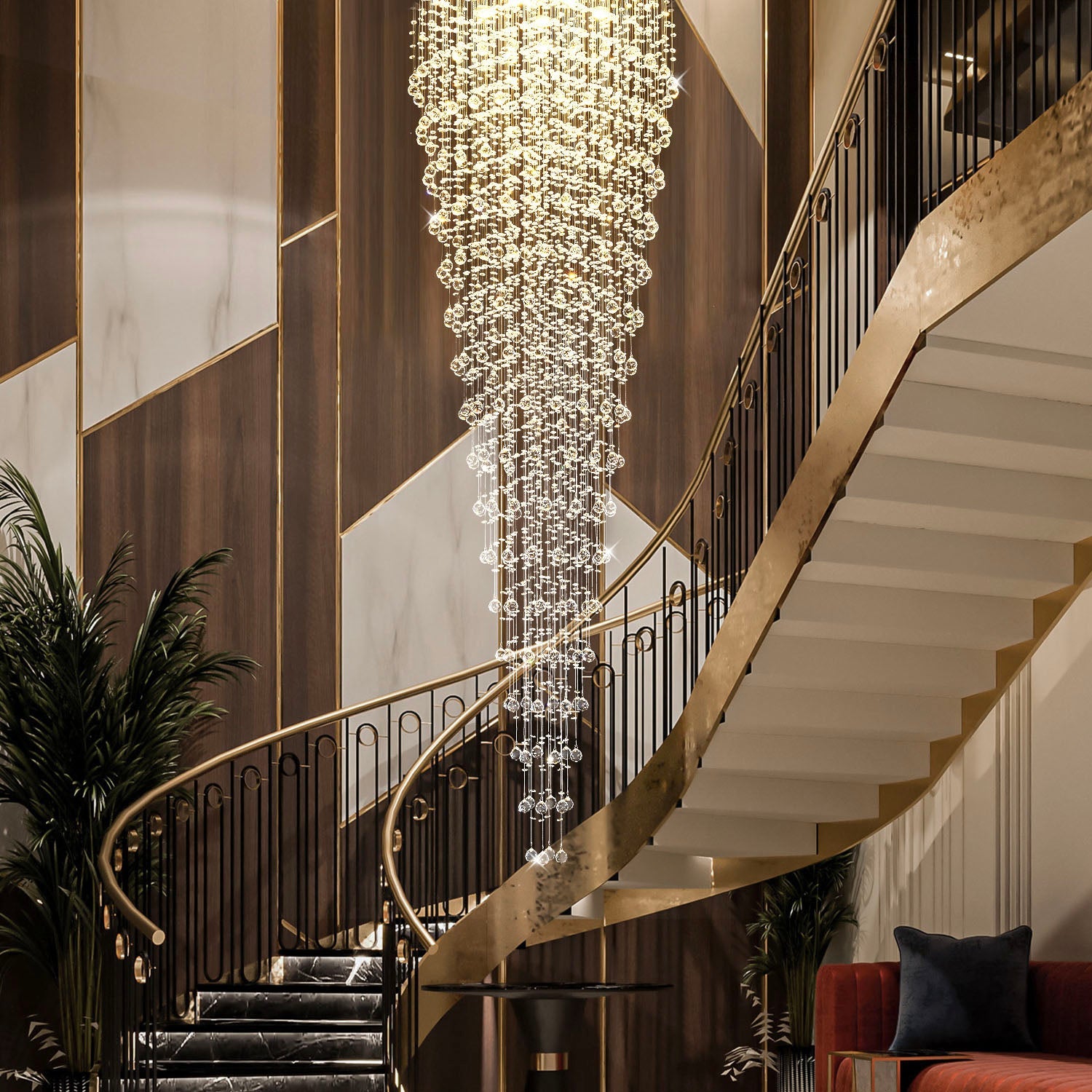 Round Raindrop Crystal Chandelier - Ceiling Light | Feyran