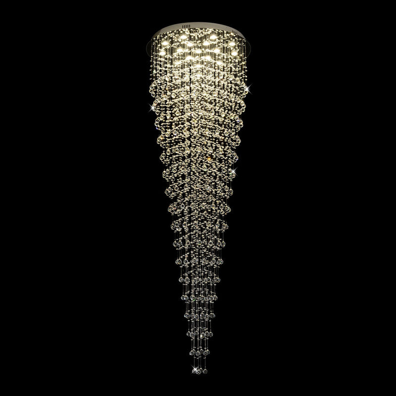 Round Raindrop Crystal Chandelier - Ceiling Light - turn on | Feyran