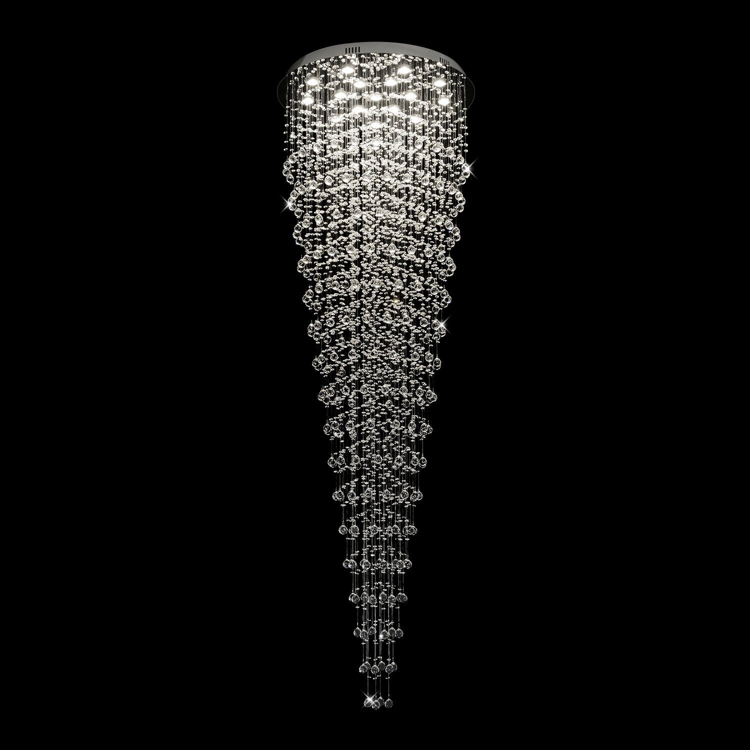 Round Raindrop Crystal Chandelier - Ceiling Light - turn off | Feyran