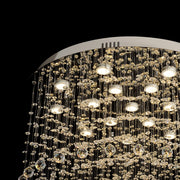 Round Raindrop Crystal Chandelier - Ceiling Light - crystal detail | Feyran