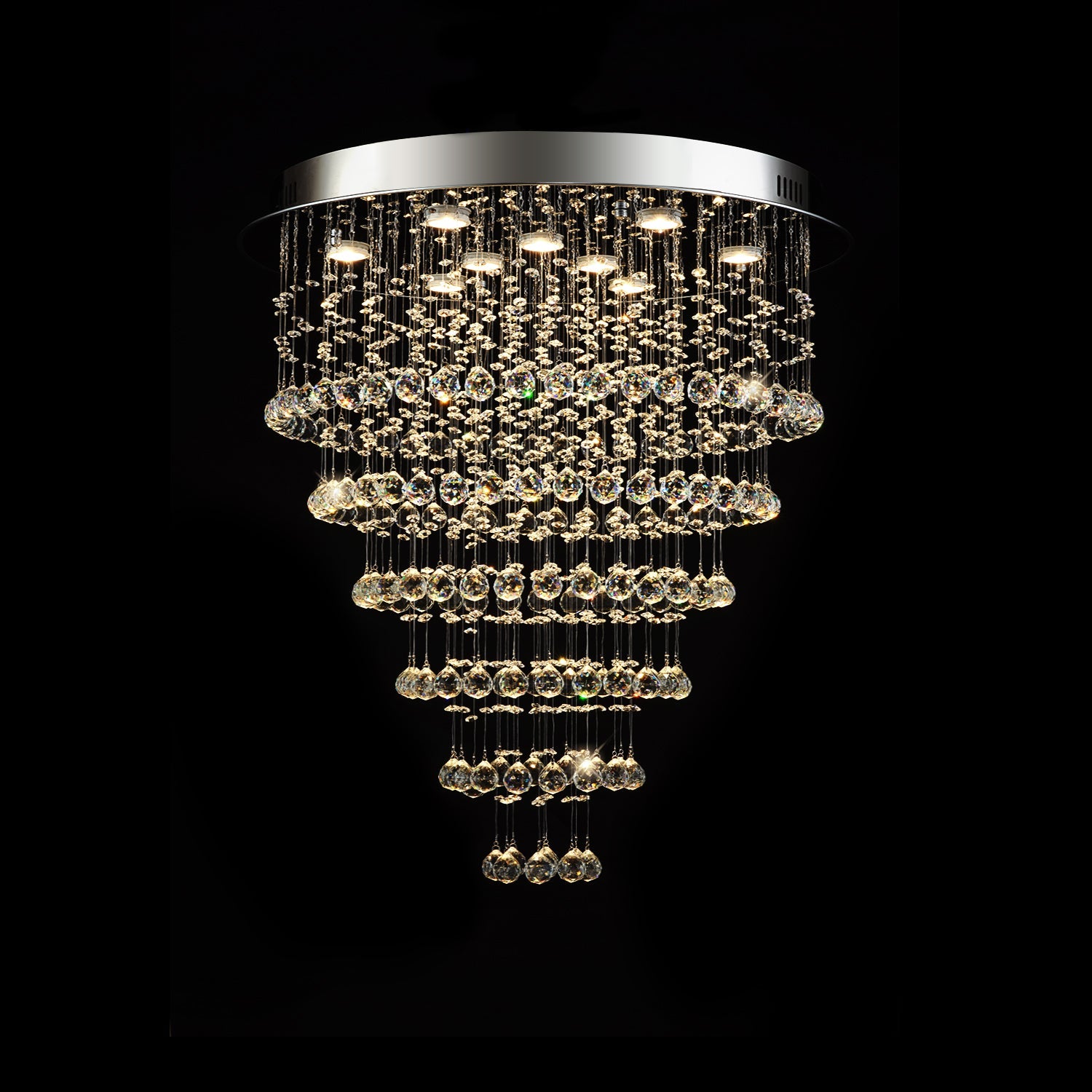 Multi Layer Round Crystal Chandelier Ceiling Lights | Feyran