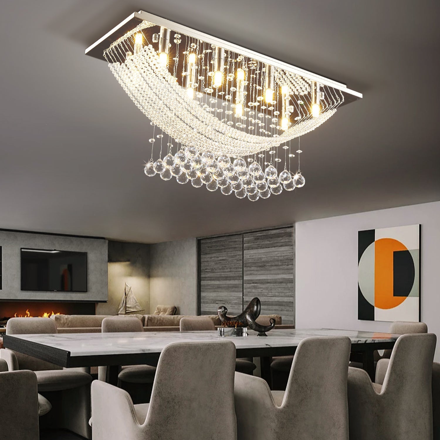 Boat Shape Luxury Crystal Chandelier - Modern Ceiling Light | Feyran