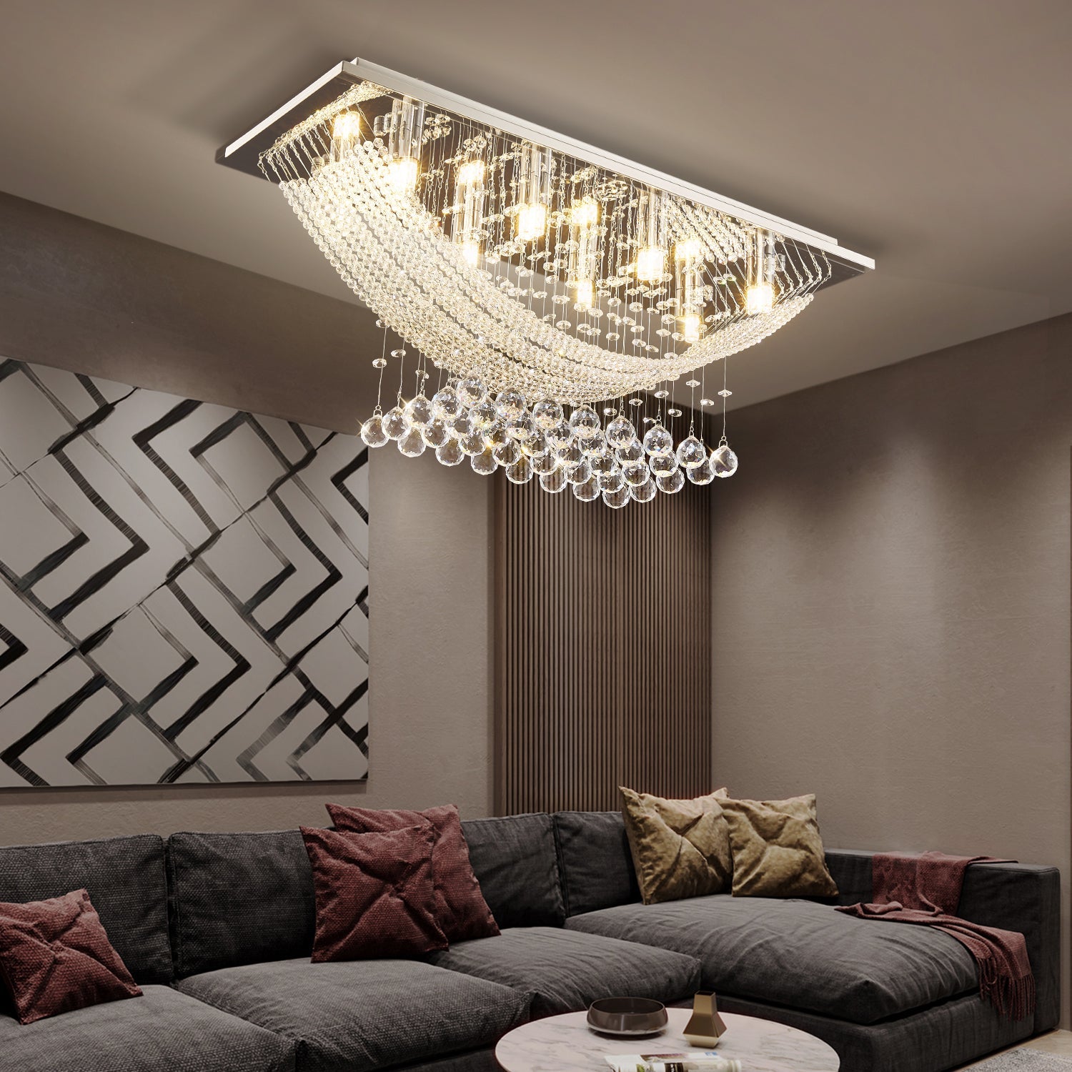 Boat Shape Luxury Crystal Chandelier - Modern Ceiling Light | Feyran
