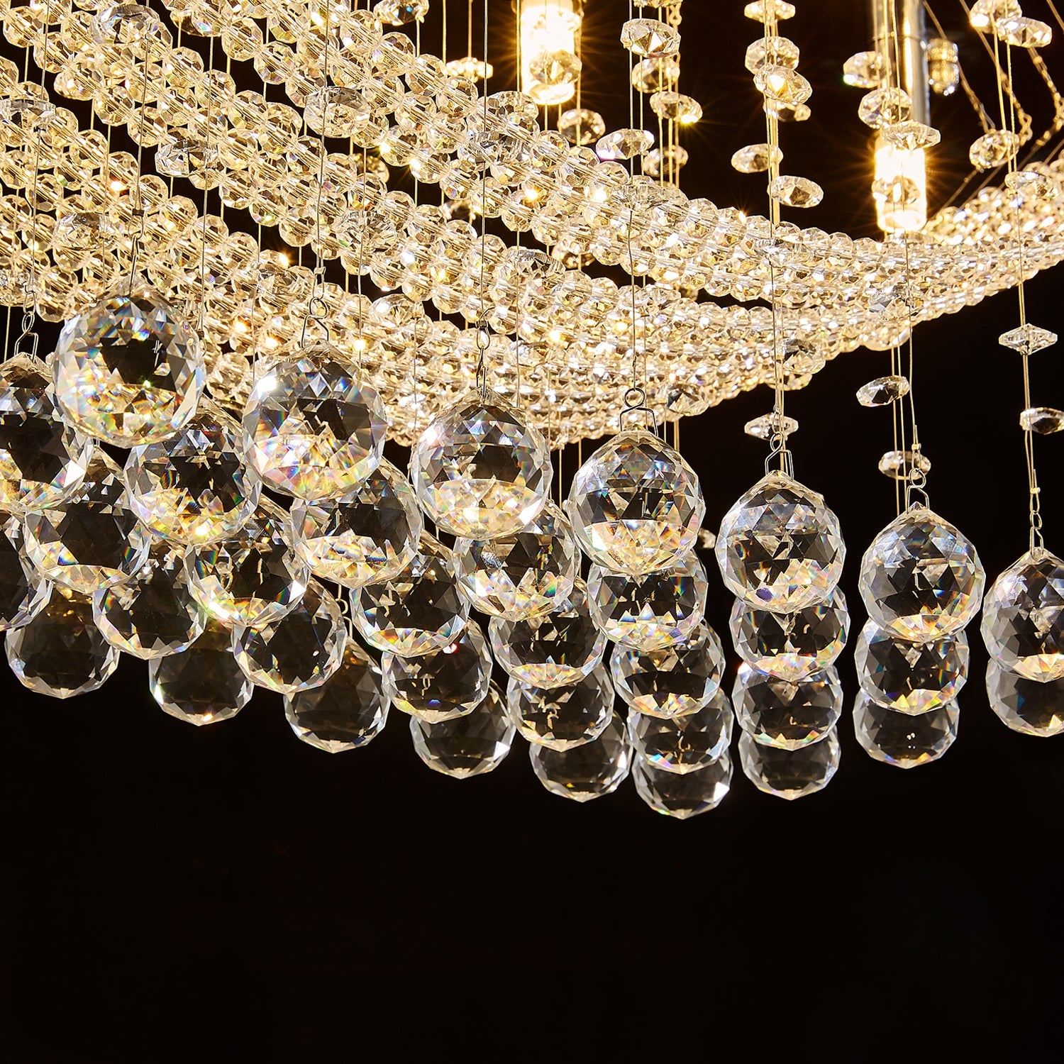 Boat Shape Luxury Crystal Chandelier - Modern Ceiling Light - detail| Feyran