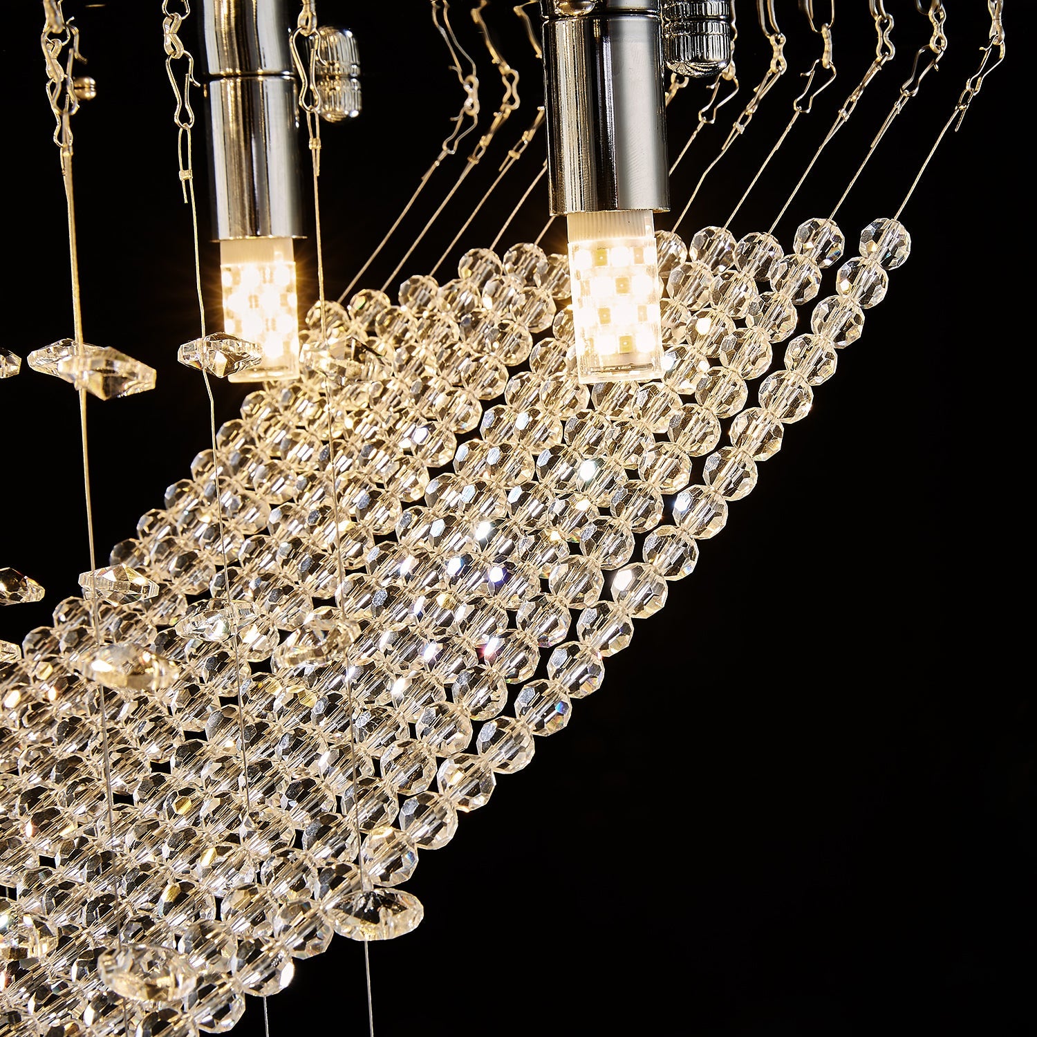 Boat Shape Luxury Crystal Chandelier - Modern Ceiling Light - detail| Feyran