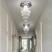 Modern Round Flush Mount Crystal Chandelier - Hallway | Feyran