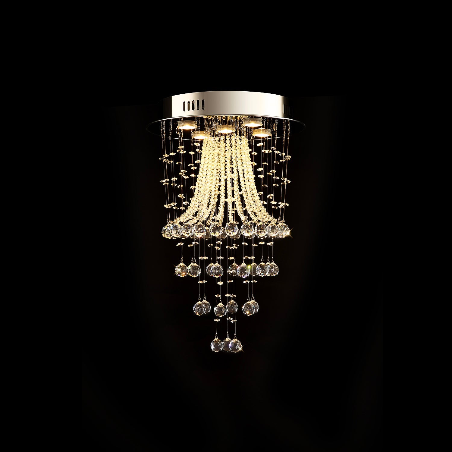 Modern Round Flush Mount Crystal Chandelier | Feyran