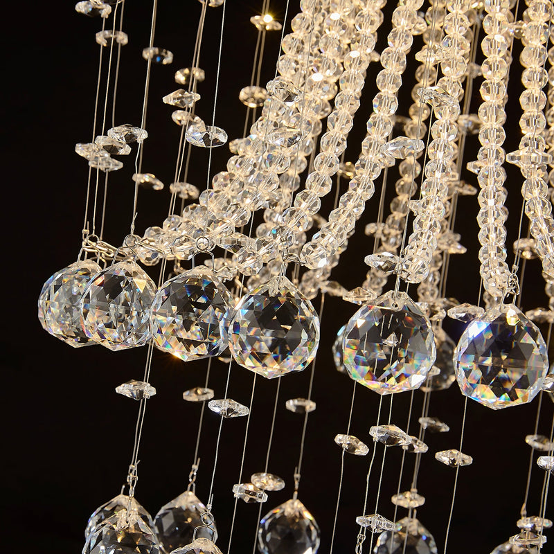 Modern Round Flush Mount Crystal Chandelier - Detail | Feyran