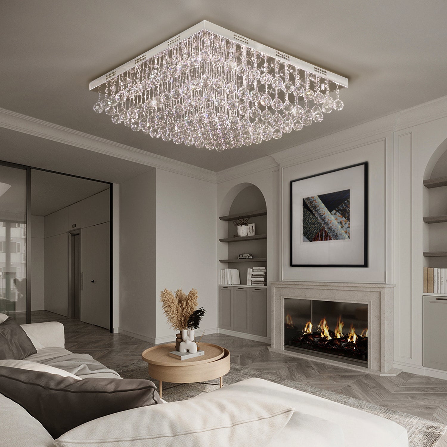 Modern Square Raindrop K9 Crystal Chandelier - Living Room | Feyran