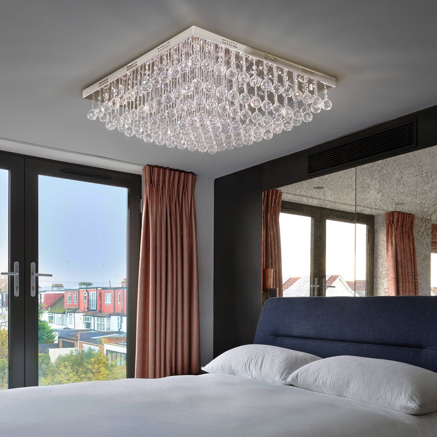 Modern Square Raindrop K9 Crystal Chandelier - Bedroom | Feyran