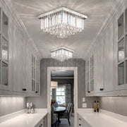 Square Rain Drop Crystal Ceiling Light - Contemporary Lighting Fixture