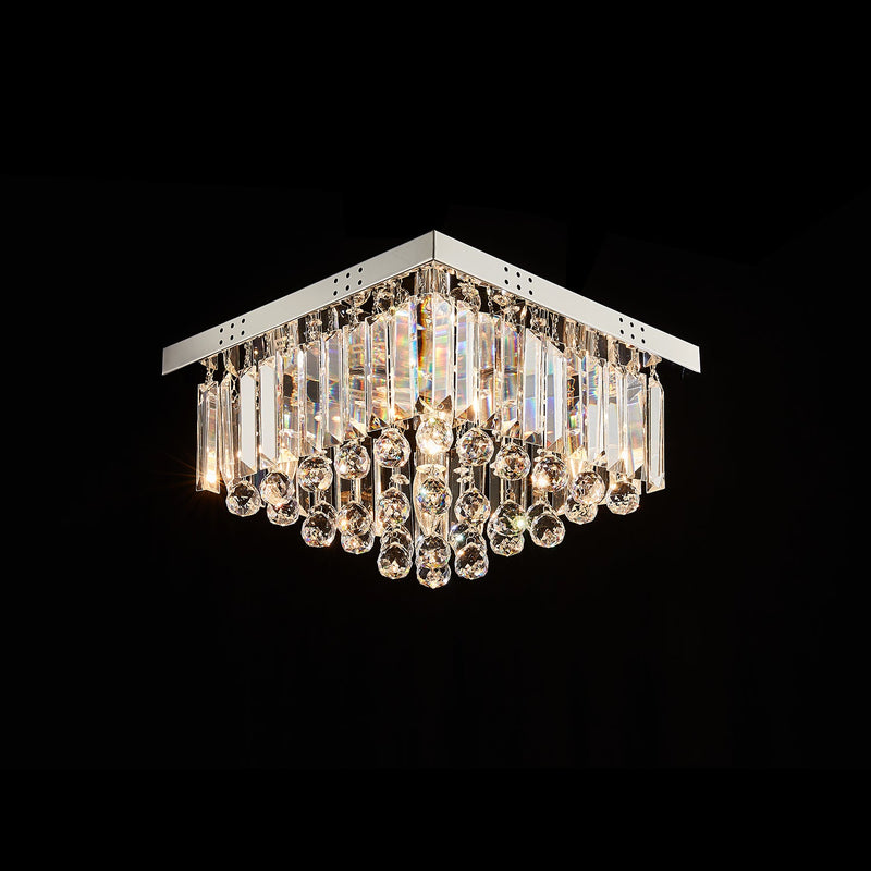 Square Rain Drop Crystal Ceiling Light - Contemporary Lighting Fixture