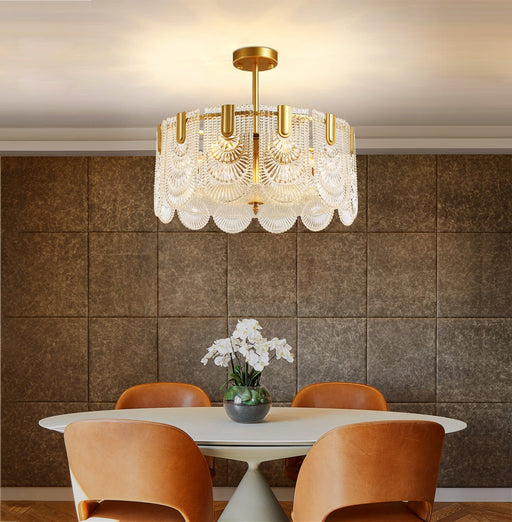 Round Shape Gold Glass Chandelier - Dining Room | Feyran