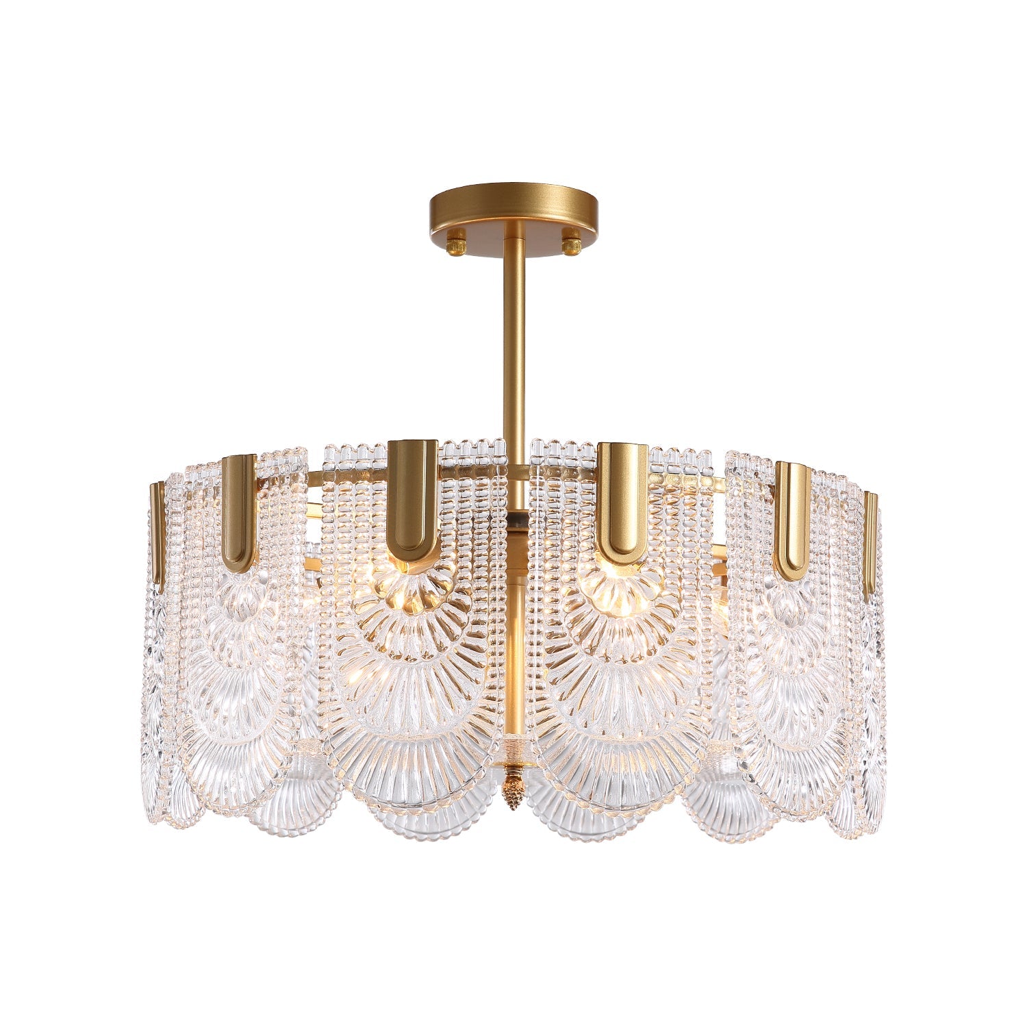 Round Shape Gold Glass Chandelier | Feyran