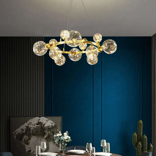 Gold Glass Bubble Adjustable Chandelier - Modern Design - Dining Room | Feyran