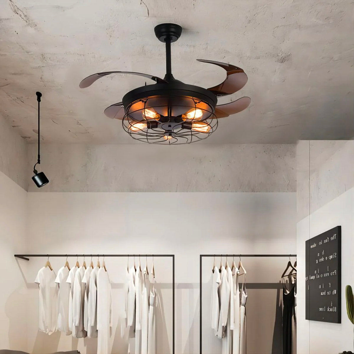 Industrial Ceiling Fan with Retractable Blades | Feyran