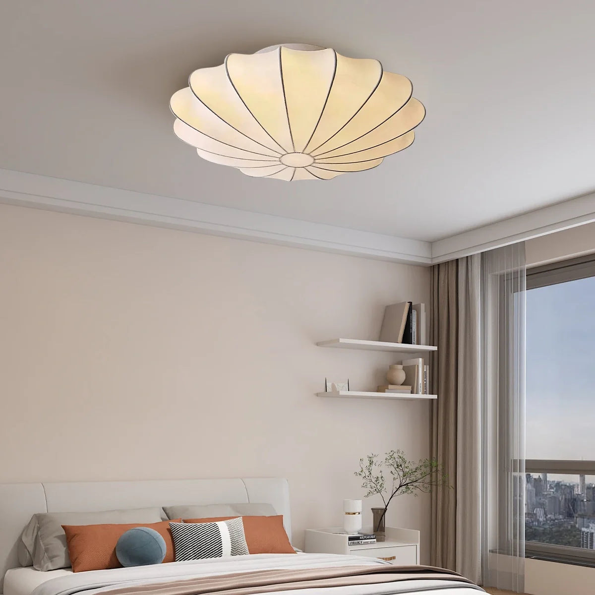 Feyran Modern Silk Lantern Ceiling Light for Bedroom