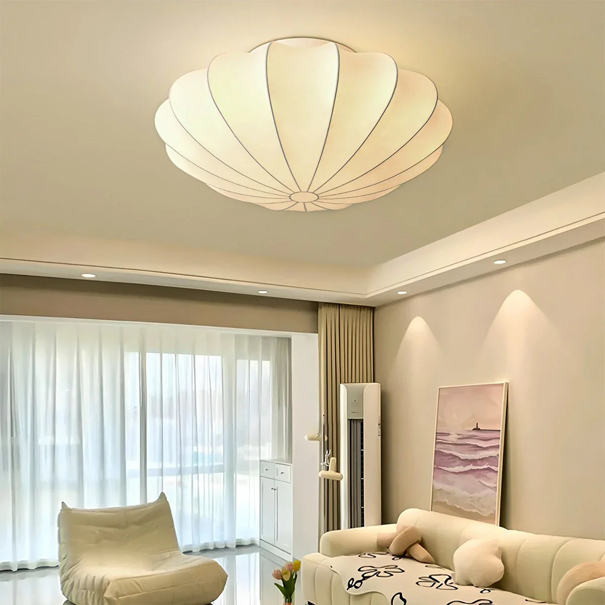 Feyran Modern Silk Lantern Ceiling Light for Bedroom