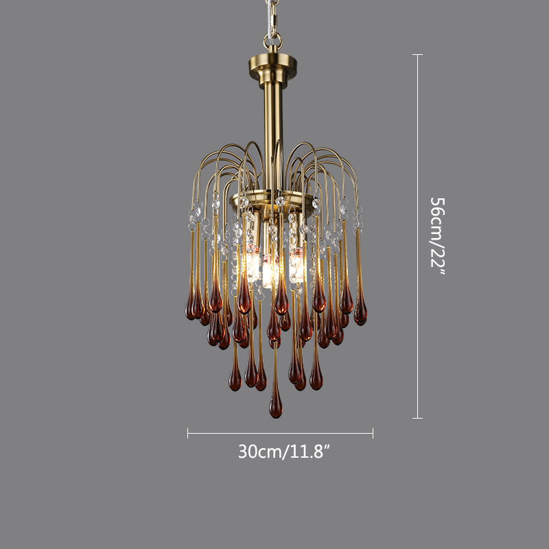 Feyran French Retro Water Drop Glass Chandelier
