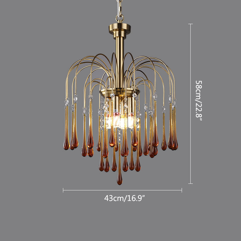 Feyran French Retro Water Drop Glass Chandelier
