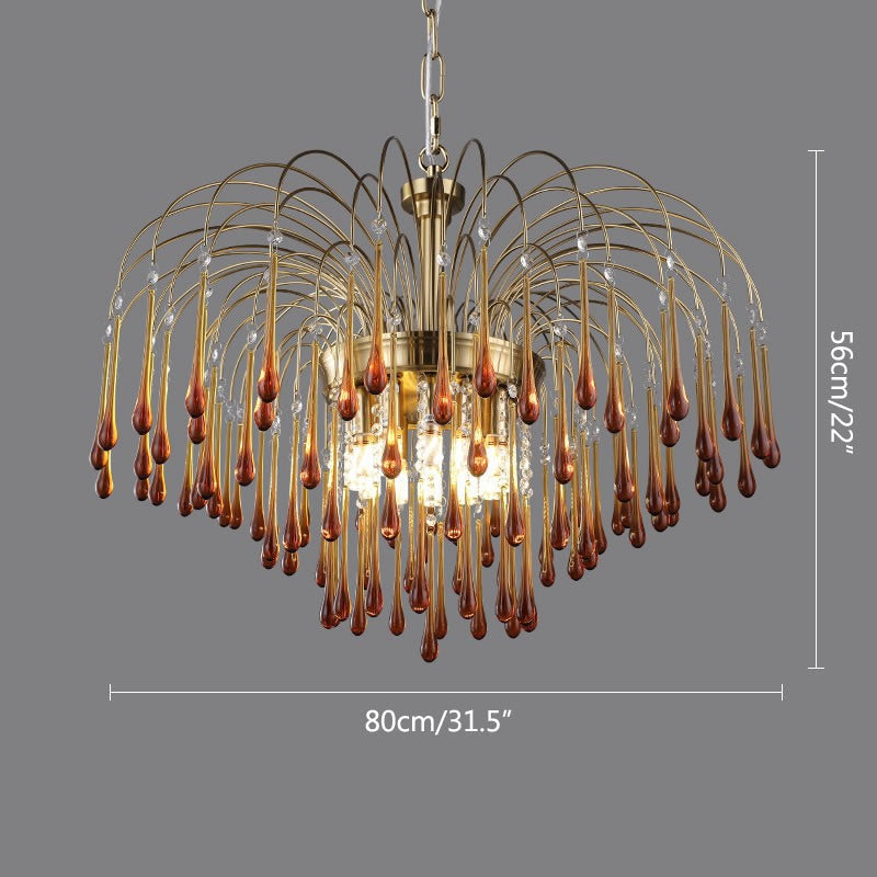 Feyran French Retro Water Drop Glass Chandelier