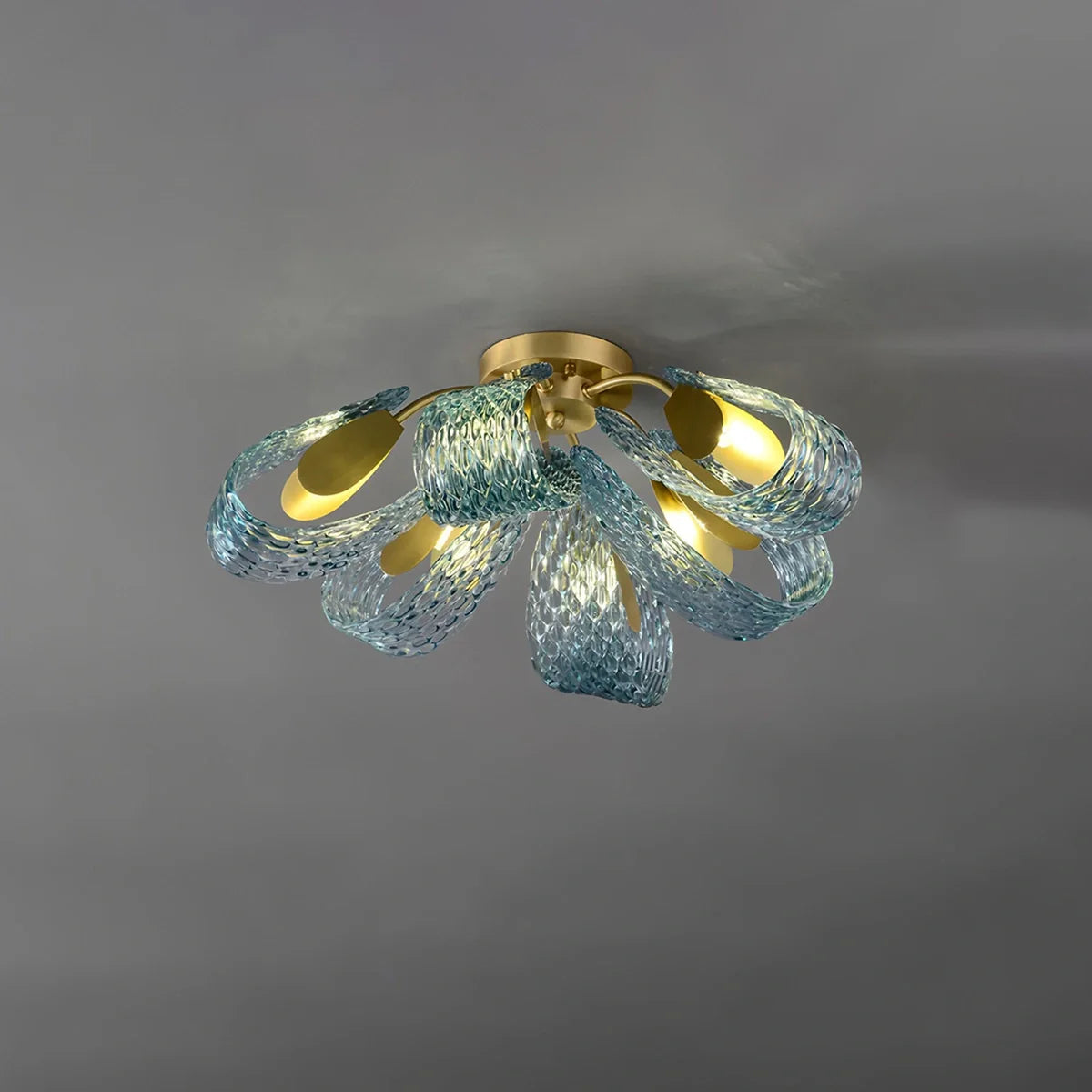 Feyran Peacock Blue Art Glass Chandelier for Dining Room
