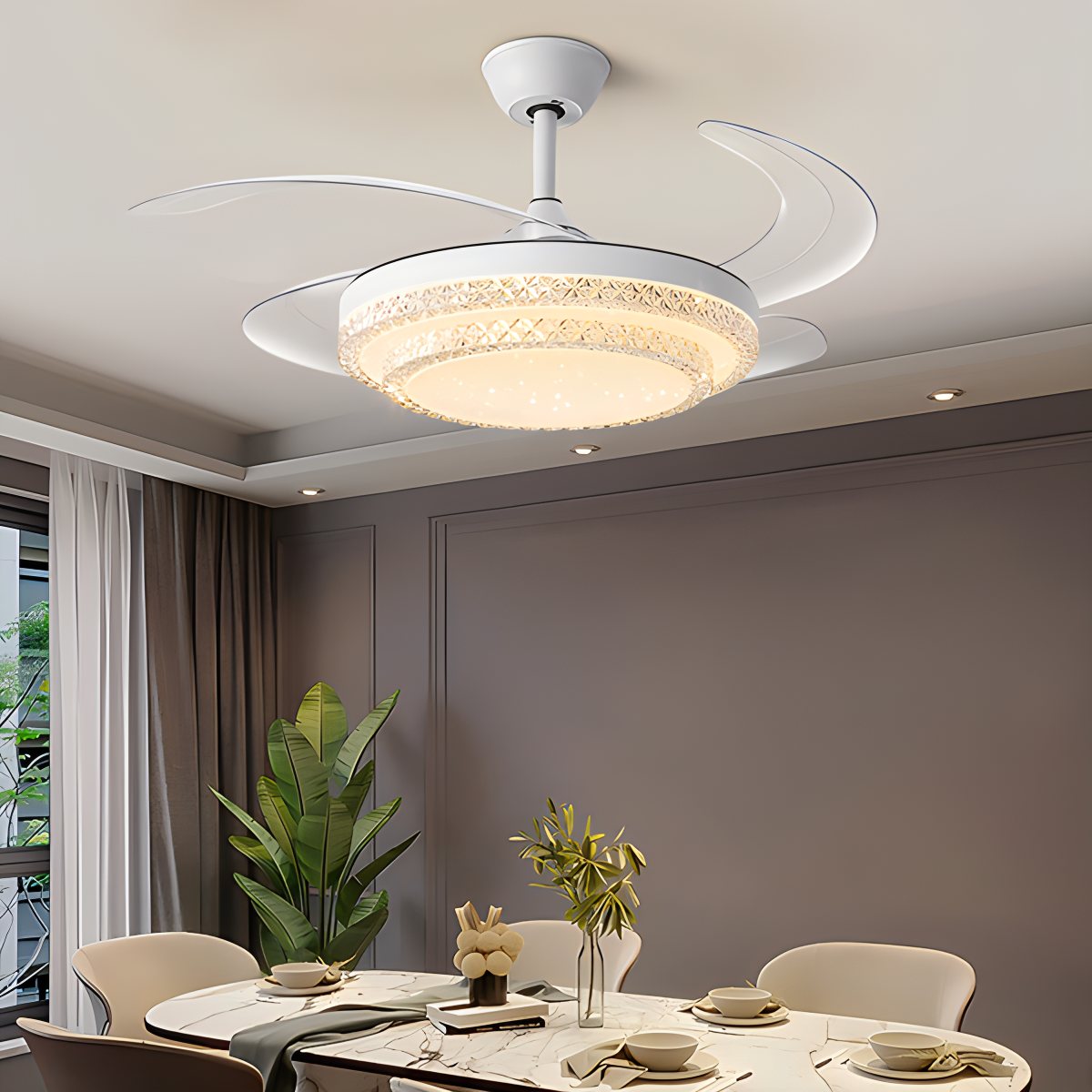 Feyran Dimmable Remote Hugger Ceiling Fan Light