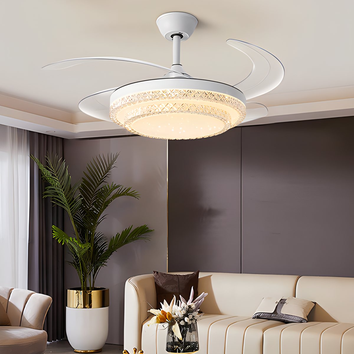 Feyran Dimmable Remote Hugger Ceiling Fan Light